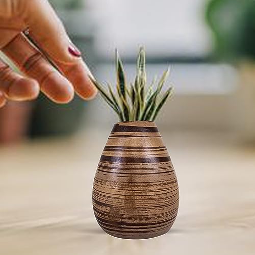 Image of Xtore Marbled Ceramic VASE with Striped Pattern for Home Decor (Pack of 1, Dark Brown)