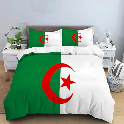 Housse de couette drapeau algérien 200x200 parure de lit microfibre sans repassage - 2