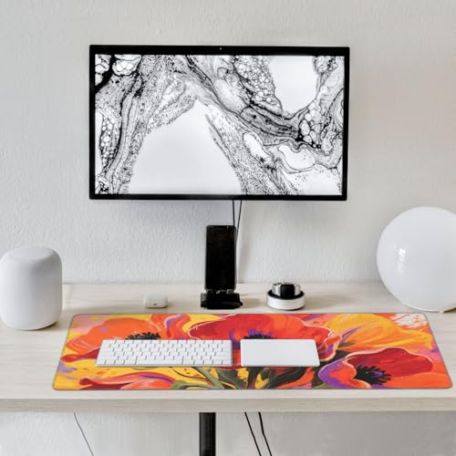Tapis de souris de jeu à fleurs grand format 90x40 pour clavier PC - 7
