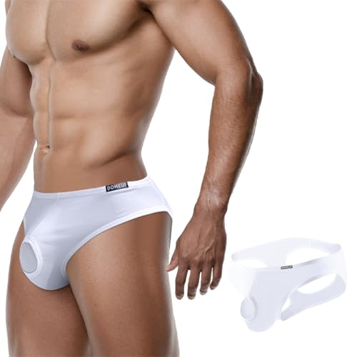 Meshal Men's Mesh Underwear with U-Pouch Design Breathable Open Front & Back Bikini Briefs