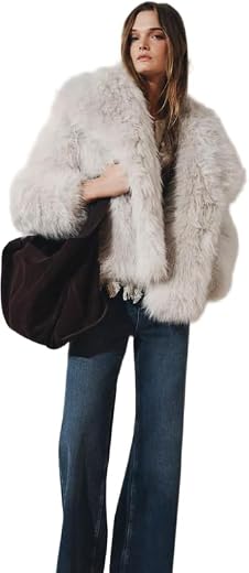 Patakadevi | White Faux Fur Crop Jacket For Women | For Social Events And Parties | Shaggy Short Winter Outerwear | Elegan...