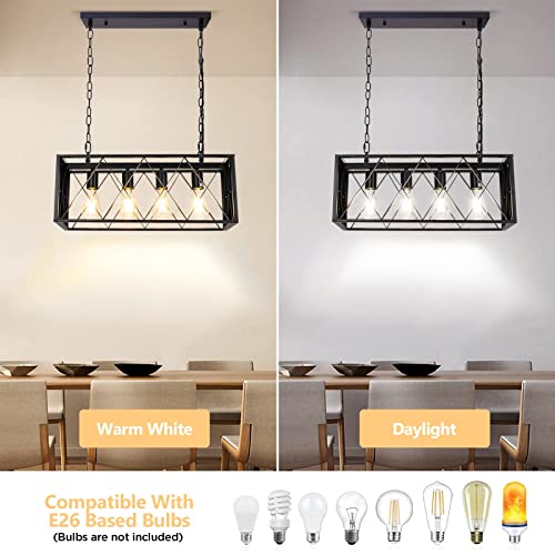 image for Pynsseu Industrial Kitchen Island Pendant Lighting, Rectangular Vintag