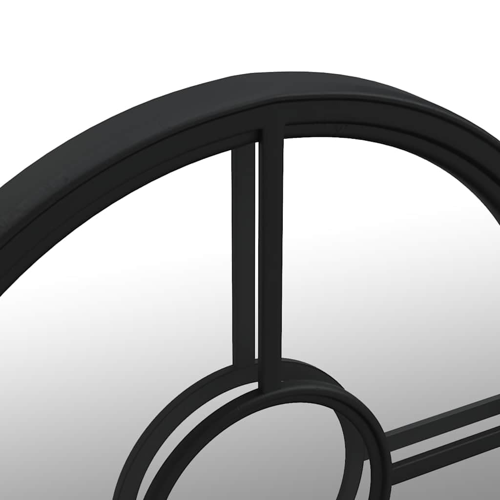 Miroir de jardin rond en fer de 40 x 4 cm, noir, pour extérieur, avec trou pré-percé pour un montage mural facile, reflète la lumière et rend le jardin plus grand.