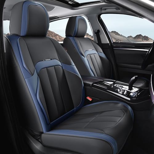 Image of Coverado Nappa Leather Car Seat Covers Full Set, Luxury Waterproof Seat Protectors, Airbag Compatible Anti‑Slip Auto Seat Covers, Universal Fit for Most Cars SUVs Trucks Pickup Vehicles