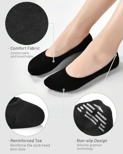 Image of RYI 5-Pack No Show Socks for Women Size 6-9 Ankle Invisible Non-slip Athletic Socks