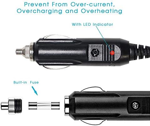 Car Cigarette Lighter Extension Cable - 24FT / 7.3m 16AWG Heavy Duty Cigarette Lighter 12V 24V Male Plug to Female Socket Extension Lead with LED Lights for Camping Car Tire Inflator Air Compressor