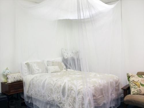 White Four Corner Canopy Bed Netting Mosquito Net Full Queen King Size Bedding