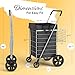 Our Modern Space Shopping Cart w/Waterproof Basket Liner & 360° Swivel Wheels | Foldable Collapsible & Lightweight | Perfect for Groceries Laundry Utility Cart - Silver