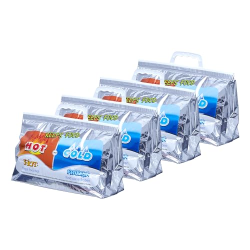 Image of Superio Hot and Cold Insulated Bags for Food Delivery, Grocery Shopping Bags, Food Storage for Hot and Frozen Food for Travel, Disposable Cooler Bag, Reinforced Thermal Lunch Bag (4, 13 inchx5.5 inchx8.5 inch)