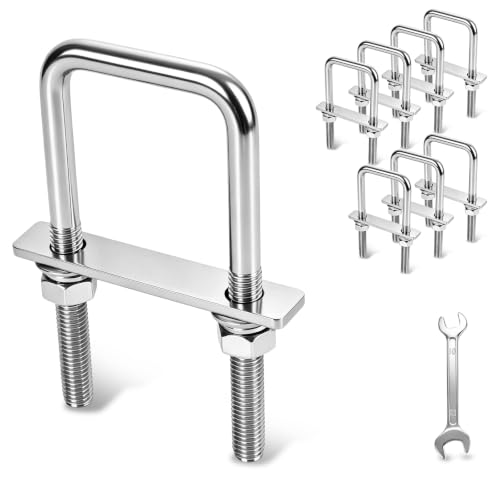 Zvaofuy 8 Sets M8 U Bolt 1-1/2 Inch Wide, U Bolts M8 x 40mm x 100mm 304 Stainless Steel U‑Bolts for Pipe, Trailer, Truck, RV and Industrial Use