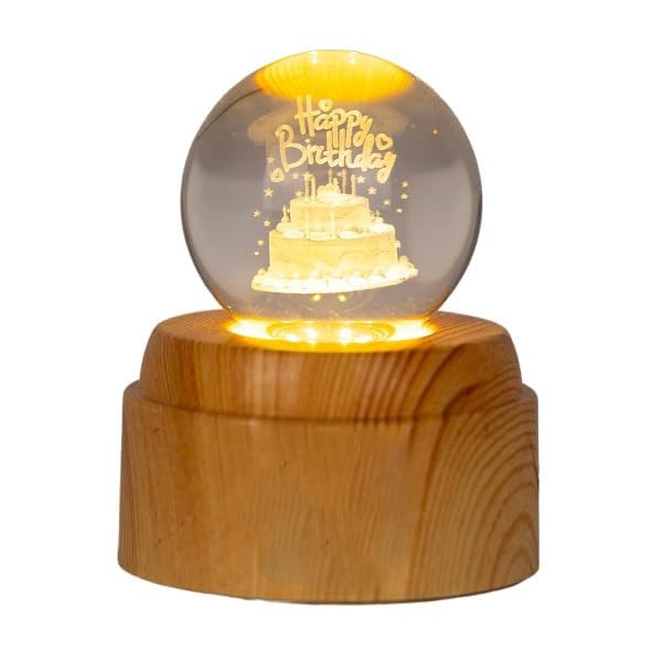 - 3D Crystal Rotating Ball Space Decor Lamp | Night Light with Stand | Dimmable Warm LED Light | Bedroom-Livingroom-Home Decor | Gifts for Boys & Girls (Multi-Colour)