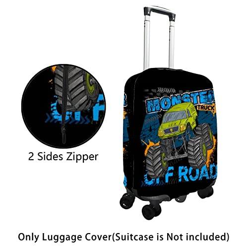 Hapuxt Luggage Cover Spandex Travel Suitcase Protector Green Monster Truck Boy Washable Baggage Cover L Fits 26-28 Inch Luggage2