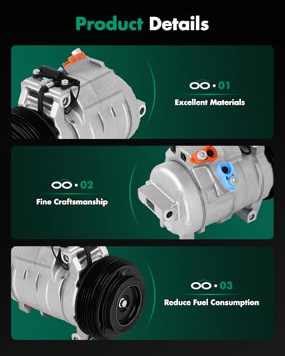 Image of SCITOO AC Compressor for BMW for X5 4.4L 2000-2004 | Fast Cooling, Ultra Low Noise (≤72 dB)Air Conditioner Compressor with Clutch, Easy Installation, 64526909628 64526921651
