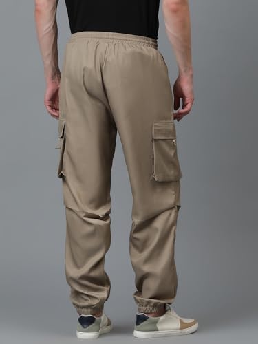 Image of KOTTY Men's Solid Mid Rise Utility Pocket Button Willow Blue Regular Cargo