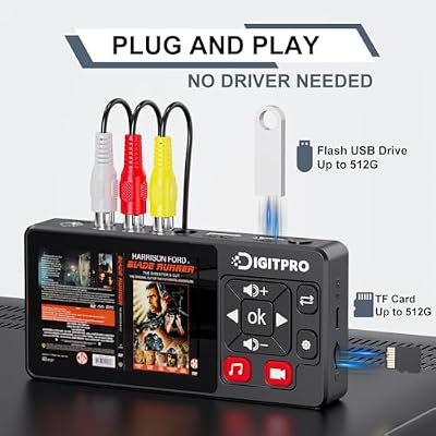 VHS to Digital Converter 2.0, HD Video to Digital Converter Recorder with Remote, Convert Record Analog Video Audio from VHS/VCR, DVR/DVD/Hi8/Mini DV/Camcorder/Gaming Consoles(Tapes Players Needed)