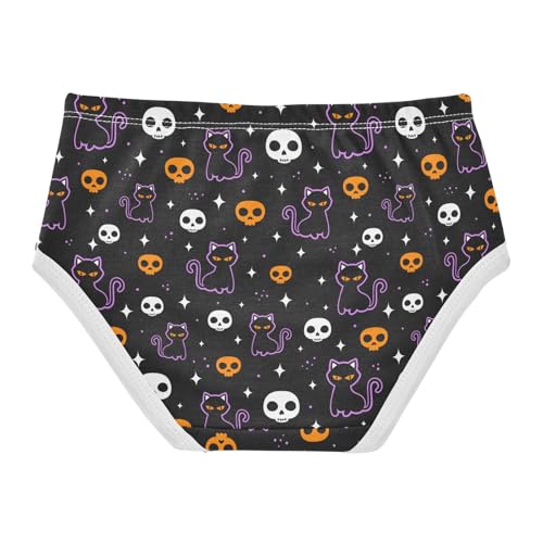 Girls Underwear Soft Cotton Halloween Skull Cat Kids Panties in Sizes 2/3t, 4t, 5t, 6 and 82