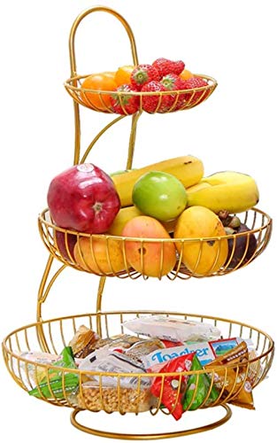 Grande corbeille de fruits à 3 niveaux - Décoration de comptoir de corbeille à fruits à plusieurs niveaux en métal - Table de fruits et légumes frais de conception de bol de fruits-Fruit basket white