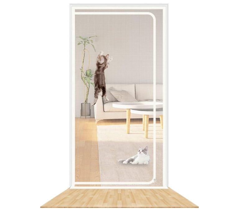 katzengitter balkontür Verdickte Katzenschutzgitter für Wohnzimmer Schlafzimmer Küche Terrasse Hund Katze Gittertür mit Reißverschluss (Geeignet für Türgröße: 90 cm x 200 cm)