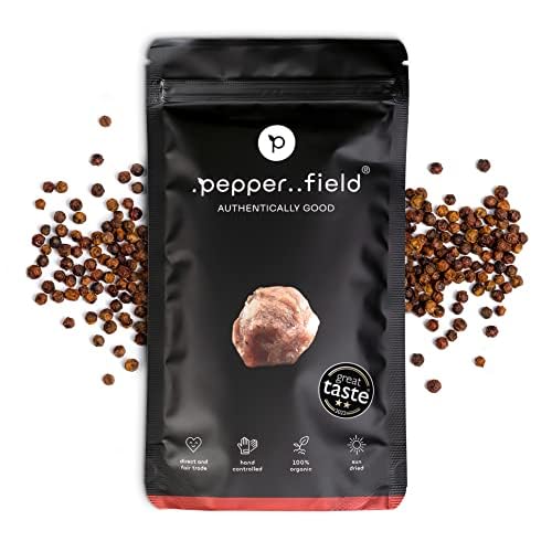 Pepper Field Kampot Pimiento Rojo 100g - Granos de pimienta roja - 100% pimiento rojo real de Kampot, Camboya IGP. - Pimiento Rojo Entero Rosado - Pimienta para molinillo y molinillo de pimienta para