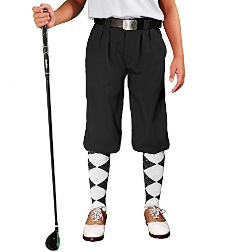 Golf Knickers - 'Par 3' Youth Black Microfiber - M 10-12 (26