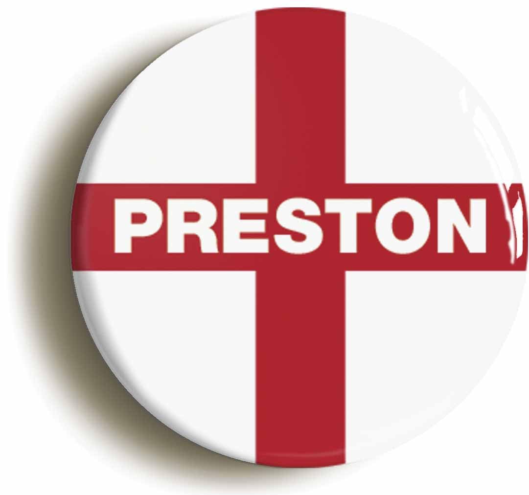 Preston England Flag Fridge Magnet (Circular 2inch / 50mm Diameter)