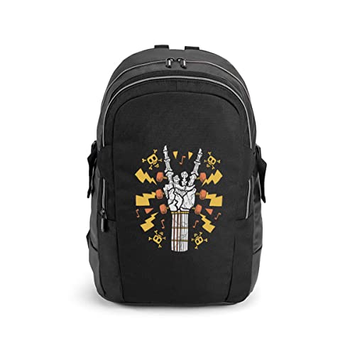 Mochila Notebook 17 Polegada Caveira Esqueleto Guitarra Rock