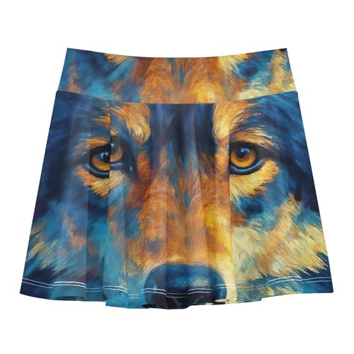 Cool Wolf Blue Starry Night Girls' Shorts Athletic Skorts Skirts with Shorts Navy Little Girl 3t
