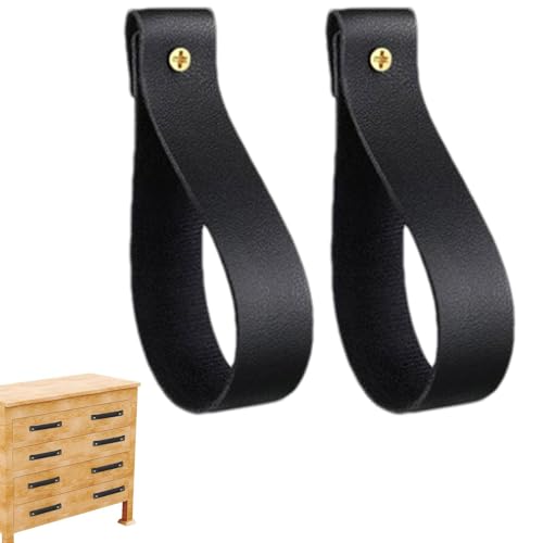 Crochet en cuir – Lot de 2 sangles de meubles en cuir PU pour rideaux et vêtements, tiroirs bohème, rails de suspension, installation de poinçon de boucle de 4,7 pouces, garniture de ferme moderne