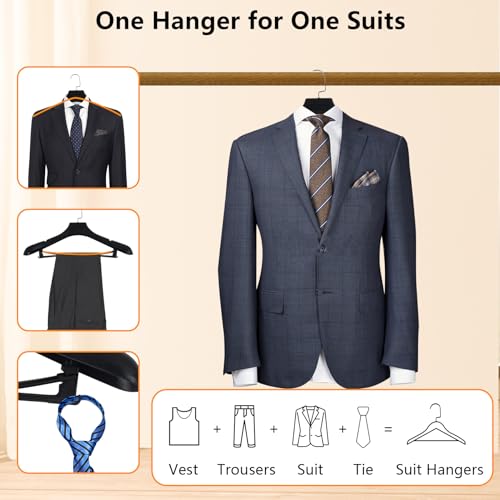 Dedu Plastic Extra Wide Shoulder Suit Hangers For Men 10 Pack Width 17.7", Black Sweater Hangers No Shoulder Bump Non Slip For Thick Sweaters thumb #4