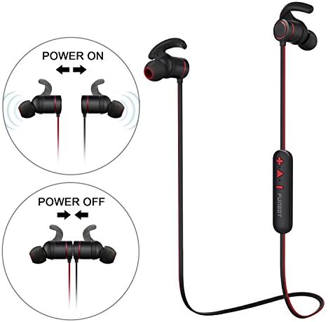 FUNBOT Wireless Earbuds, V4.1 Magnetic Intelligent Switch Bluetooth Headphones Sweatproof Earphones Lightweight Noise Cancelling Headsets with Mic for Sports Running Gym