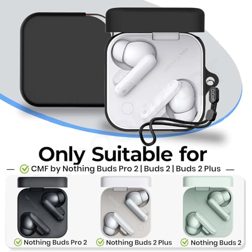 Image of Silicone Case Cover for CMF by Nothing Buds Pro 2 | Buds 2 | Buds 2 Plus (Black)