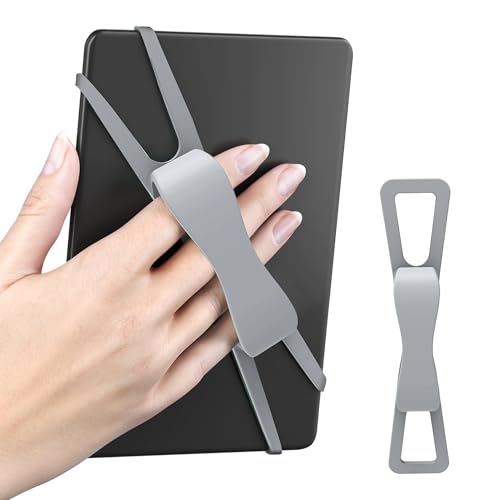 SEPTBEAM Ergonomic Silicone Hand Strap Holder for Kindle and Teblets - Handed Reading, Minimize Drops & Fatigue for Kindle Paperwhite/Kobo/Oasis/E-Book/Mini Teblets/Phone(Grey)