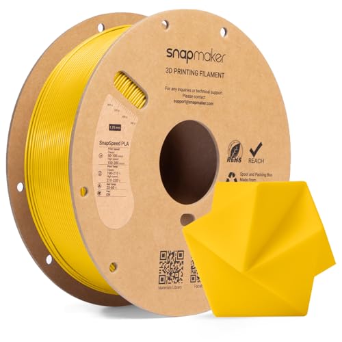 Image of Snapmaker PLA Basic Filament 1.75mm,Snapspeed 3D Printer Filament for Up to 300mm /s High Speed Printing,Dimensional Accuracy + /- 0.02 mm,Clog-Free for Most FDM Printers,1kg Spool (2.2lbs)(Yellow-RFID)