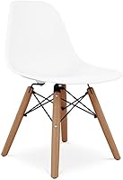 Vista 2 de Sillas de plástico y madera de 21.75 pulgadas para sala de juegos para niños en blanco (juego de 2)