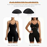 SHAPERX Body Shaper for Women Mid Thigh Shapewear Seamless Compression Bodysuit with Removable Pads, UK-SZ5468-Black-S/M - Image 6
