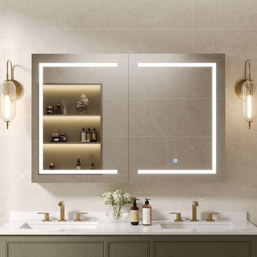 DeerValley Led Lighted Medicine Cabinet with Mirror, 48' W x 32' H Mirrored Medicine Cabinet with...