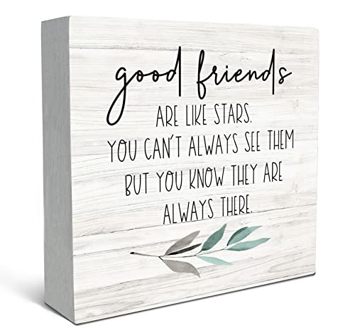 SRADMO Good Friends Are Like Stars Wood Box Sign Desk Decor, Inspirational Long Distance Friendship...