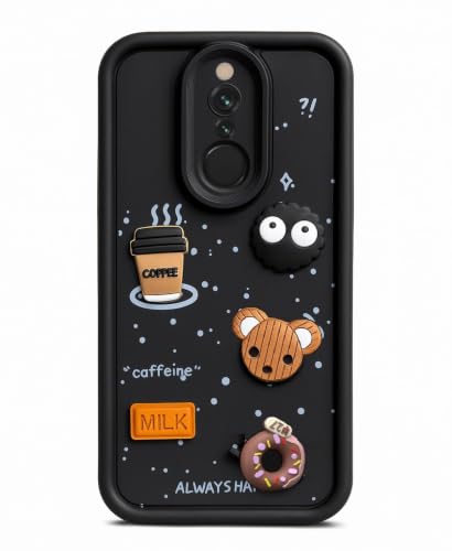 Image of Bintage Cute Fun Ball | Taddy Cartoon 3D Smiley Coffee Cup | Milk Donut | Full Protection Rubber Back Cover Compatible for Redmi 8 / 8A / Redmi 8A Dual - Black