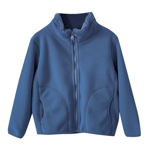 Girls' Fall Jacket Fleece Jacket Kids Winter Zip Up Coat with Pockets Warm Outerwear Boys Stand-Up Collar Cute Tops