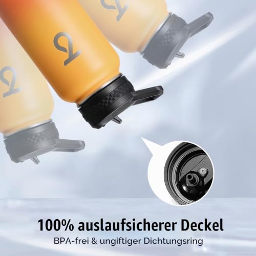 Trebo 946 ml Edelstahl Trinkflasche Isoliert mit Paracord-Griff & 3 Deckeln – Ansicht 4