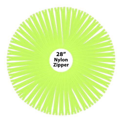 Image of Mandala Crafts 40 PCs Lime Green Closed-End 28 in Nylon Zippers for Sewing