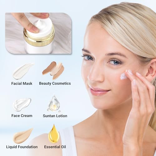 Image of Segbeauty 1.7oz Airless Pump Bottles Travel, Airless Pump Jars Pack of 4 Gold Empty Travel Jars for Creams Vacuum Bottle Dispenser, 50ml Refillable Bottle for Toiletries Moisturizer Container