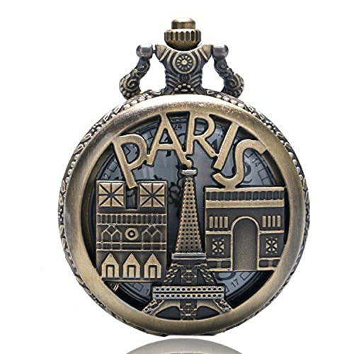 Image of AUGEN Pocket Watch Metal Keychain Paris Retro Vintage for Gifting With Key Ring Anti-Rust (Pack Of 1)