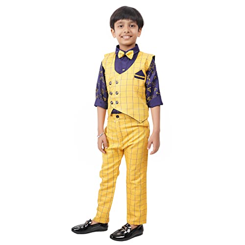 Image of Stylish 3-Piece Waistcoat, Shirt, Trouser and Bow-Tie Suit Set VC003