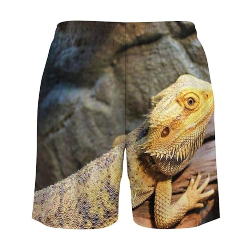 Bearded Dragon Lizards Men's Swim Trunk Quick-Dry Shorts with Mesh Lining And Pockets4