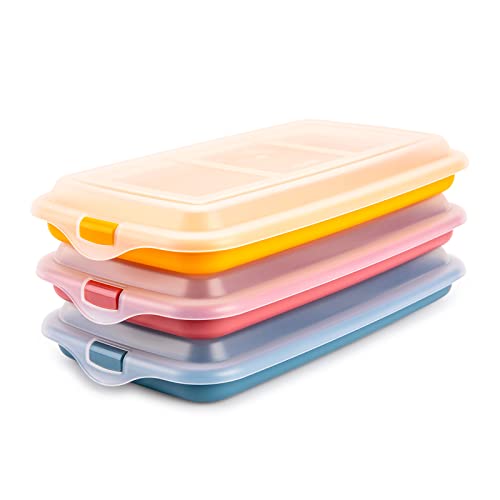 Porta Embutidos y Alimentos Sistema Deli, Conservación Optima de Lonchas en Nevera, Medidas 24.8 x 14.4 x 3.3 cm (3X Tricolor)