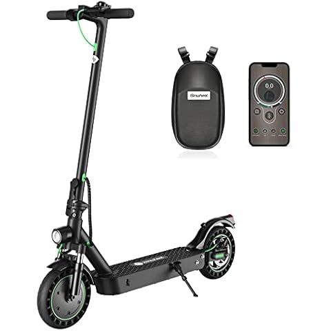 isinwheel Electric Scooter Adult, E Scooter 35/40km Long Range, 10inches Solid Tire,10AH Battery, Max Speed 25km/h, 2 Speed Modes Adjustable, 350W/500W Motor, APP Control, Double Braking System Cover
