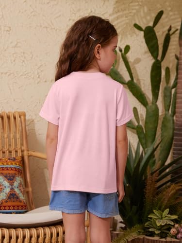 Image of ZDC Girls' Short Sleeve Shirts Kids Crewneck T-Shirts Summer Tops Basic Tees 5-14 Years