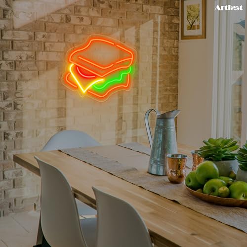 Image of Sandwich Neon Sign LED Sandwich Sign for Wall Decor Dimmable Neon Light for Fast Food Shop Decoration Wall Hanging Food Sign for Home Kitchen Restaurant Party Gift for Boys Girls