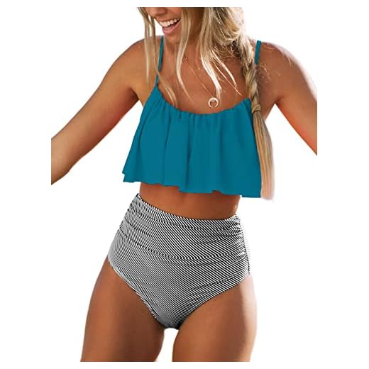 CUPSHE Women's High Waisted Falbala Bikini Set Green